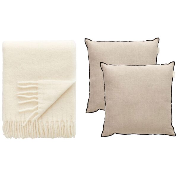 Cozy Cushion & Throw Set Beige