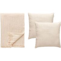 Crinkle Kussen & Plaid Set Beige