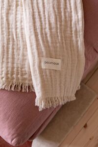 Crinkle Kussen & Plaid Set Beige