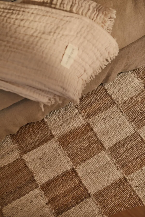 Chess Teppich 200x300 Off-White/Naturjute