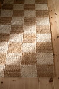 Chess Teppich 200x300 Off-White/Naturjute