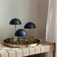 Along Mini draagbare tafellamp LED, set van 3 stuks met dienblad, zwart/messing