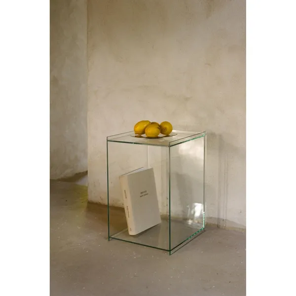 Rivet Box Side Table Glass