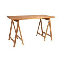 Folding Flat Trestle Dining Table Warm Brown