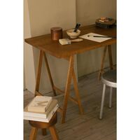 Folding Flat Trestle Dining Table Warm Brown