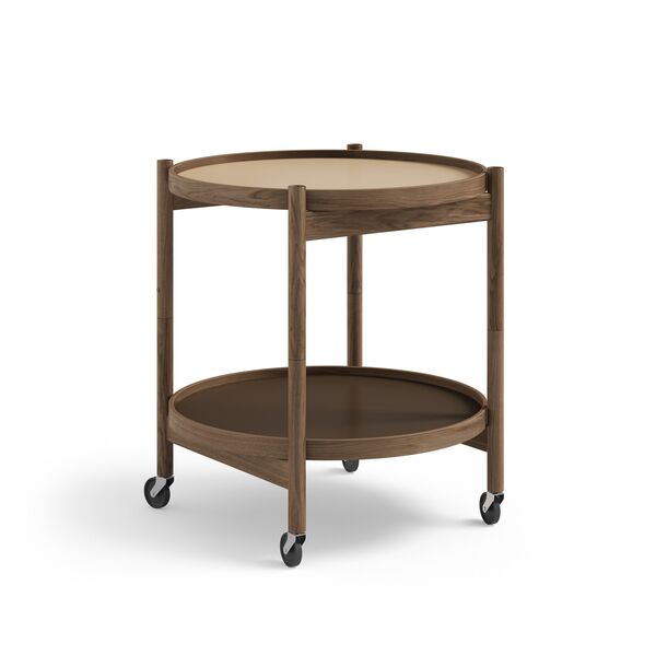Bølling Tray Table Ø50 Smoked Oak with Plates in Beige/ Brown