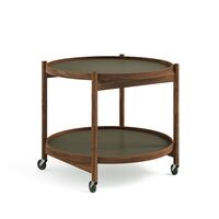 Bølling Tray Table Ø60 Walnuss mit Platten in Grün/ Grün