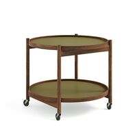 Bølling Tray Table Ø60 Walnuss mit Platten in Grün/ Grün