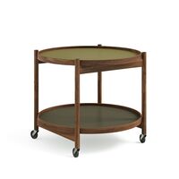 Bølling Tray Table Ø60 Walnuss mit Platten in Grün/ Grün