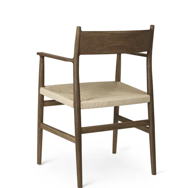 Heritage Dining Chair With Armrests and Solid Back Smoked Oak