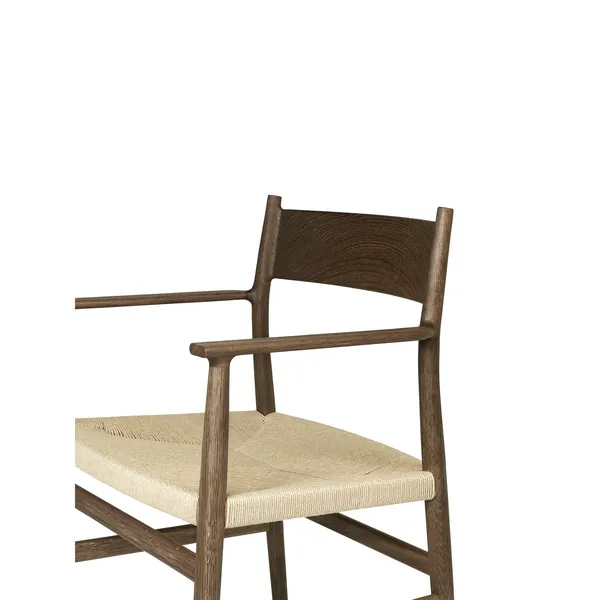 Heritage Dining Chair With Armrests and Solid Back Smoked Oak