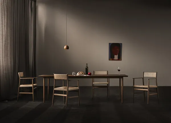 Heritage Dining Chair With Armrests and Solid Back Smoked Oak