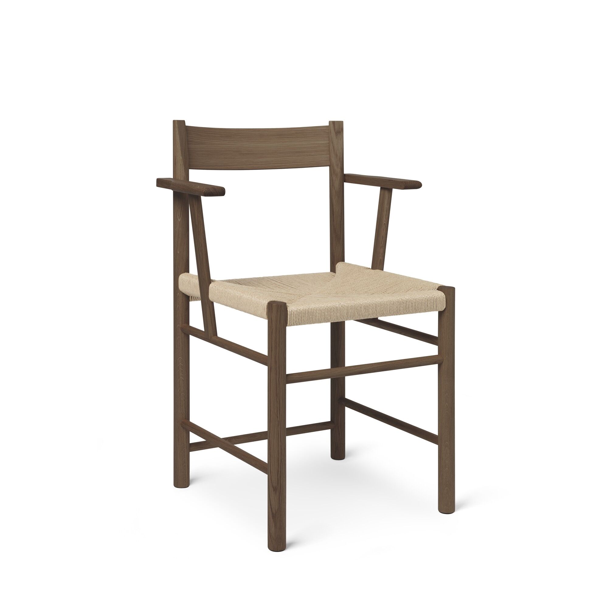 F-Chaise de Salle à Manger Avec Accoudoirs Chêne Fumé