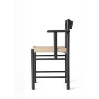 F-Dining Chair With Armrest Ash Wood Black Lacquered