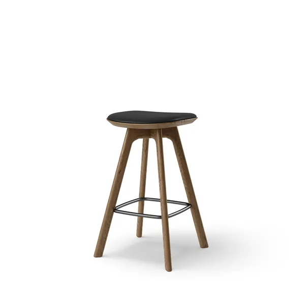 Pauline Bar Stool H65 Smoked Oak/ Black Leather