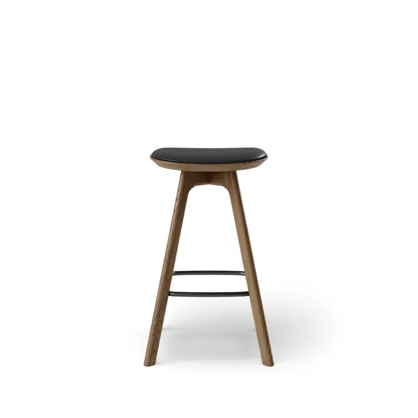 Pauline Bar Stool H65 Smoked Oak/ Black Leather