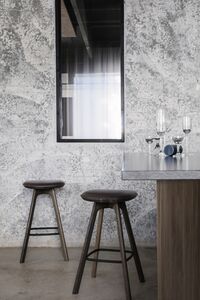 Pauline Bar Stool H65 Smoked Oak/ Black Leather