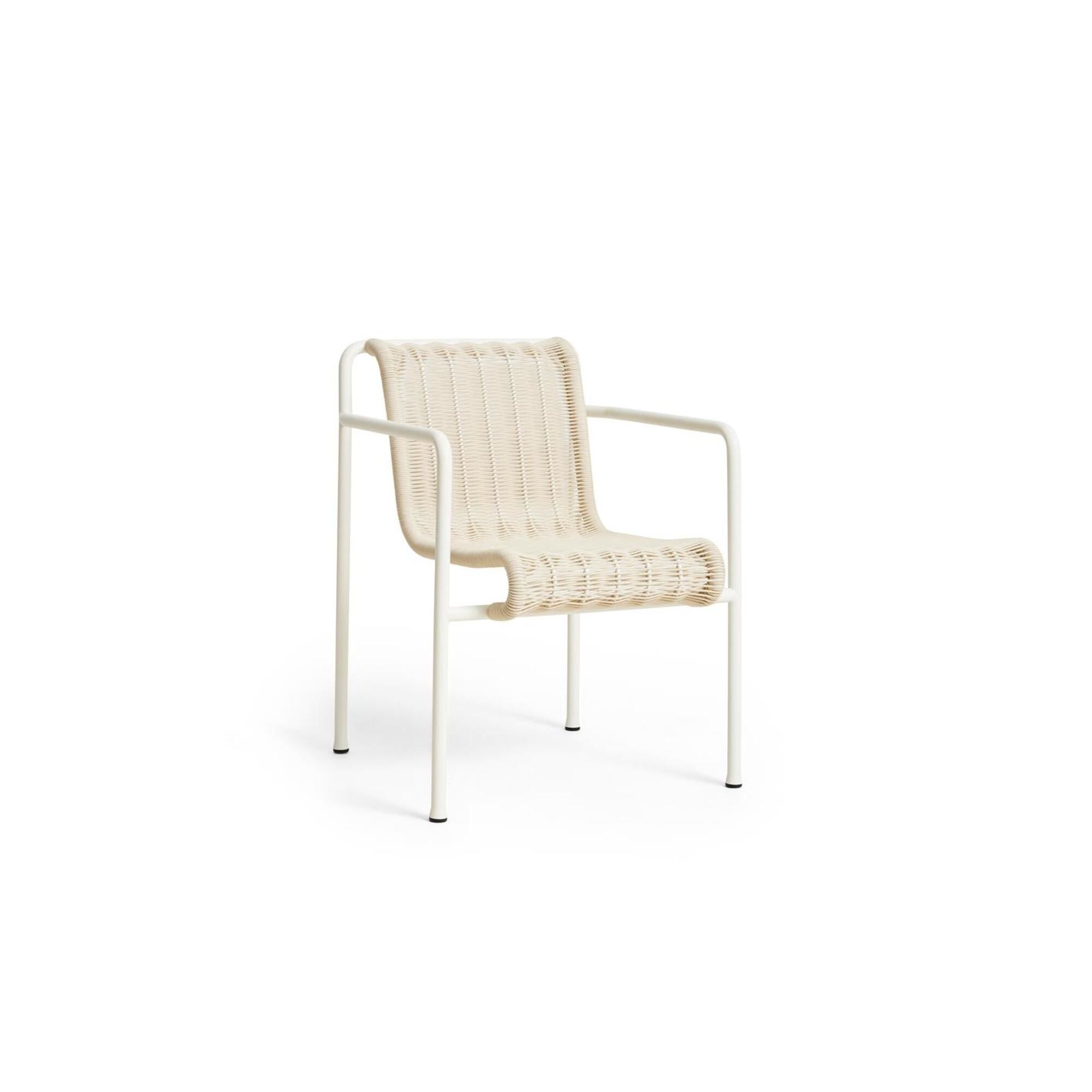 Chaise de Salle à Manger Palissade Cord avec Accoudoirs, Blanc Crème