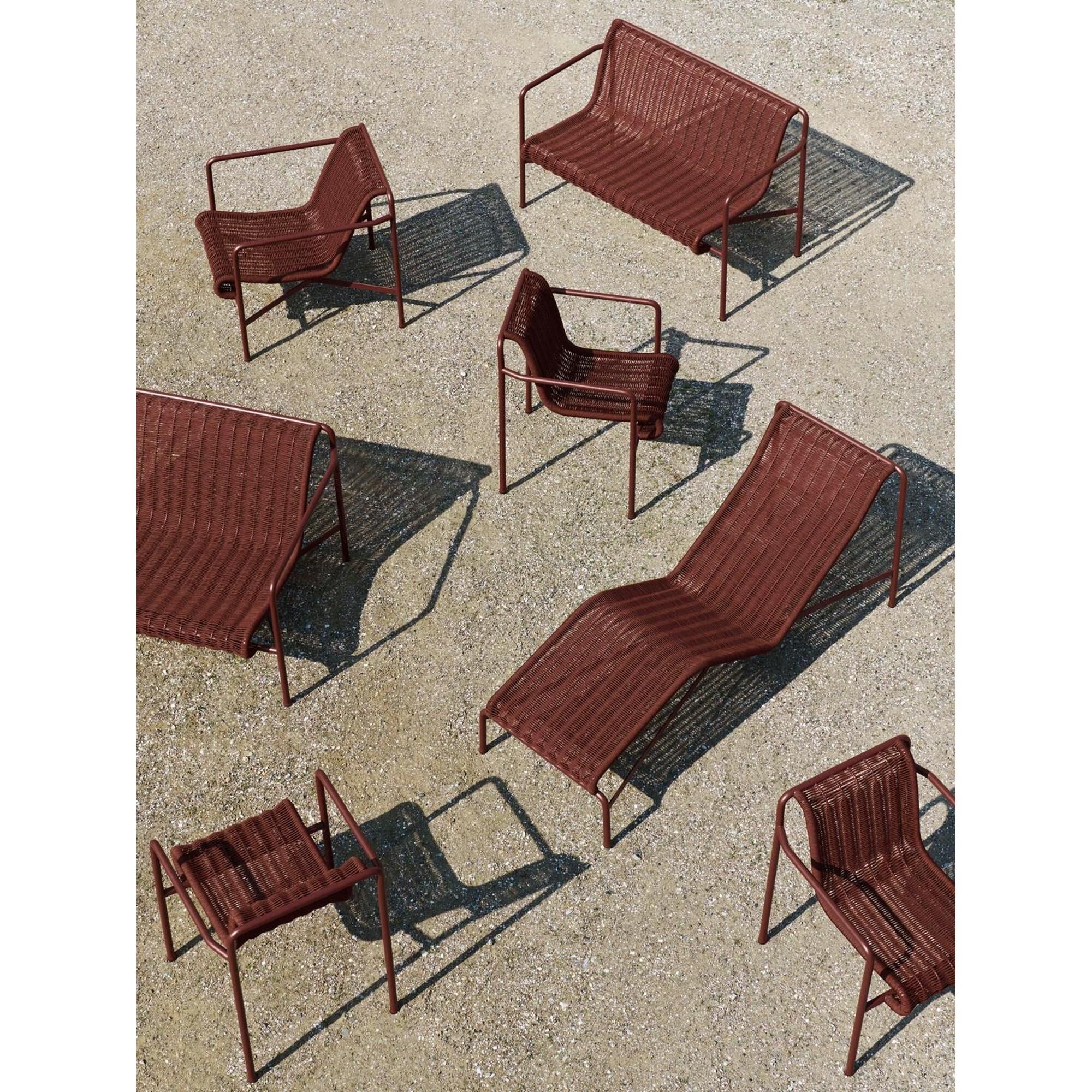 Palissade Cord Dining Bench With Armrests Iron Red | AndLight