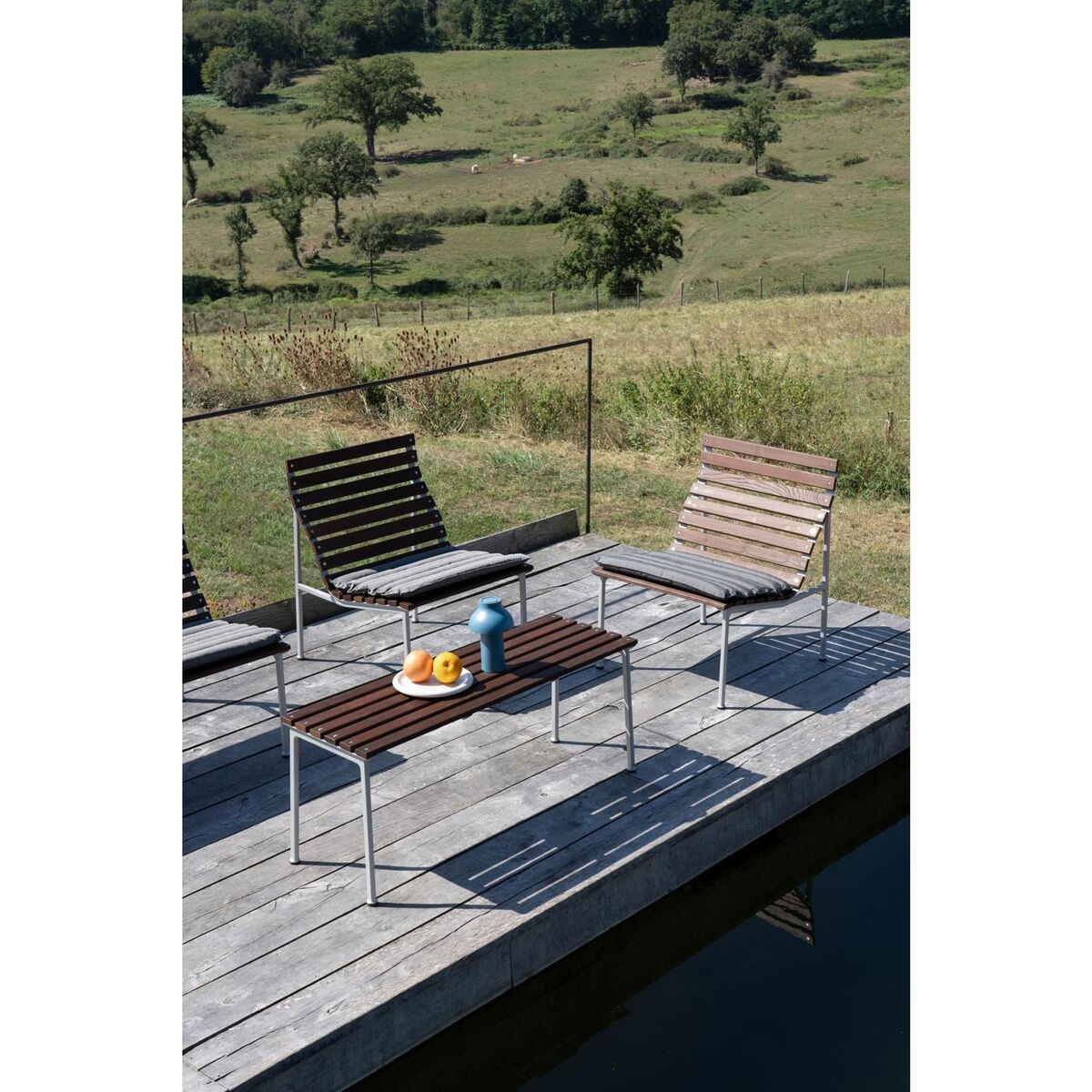 Coussin Matelassé Traverse pour Chaise de Jardin Poivre Noir