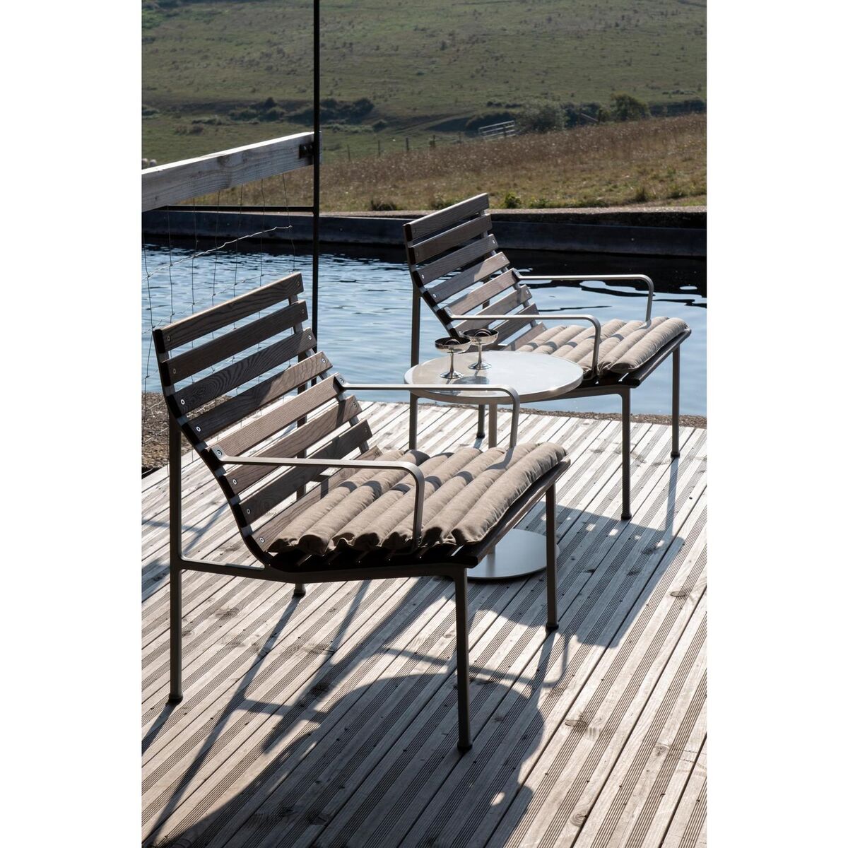 Cuscino Trapuntato Traverse Per Sedia da Giardino con Braccioli, Colore Pepe Nero