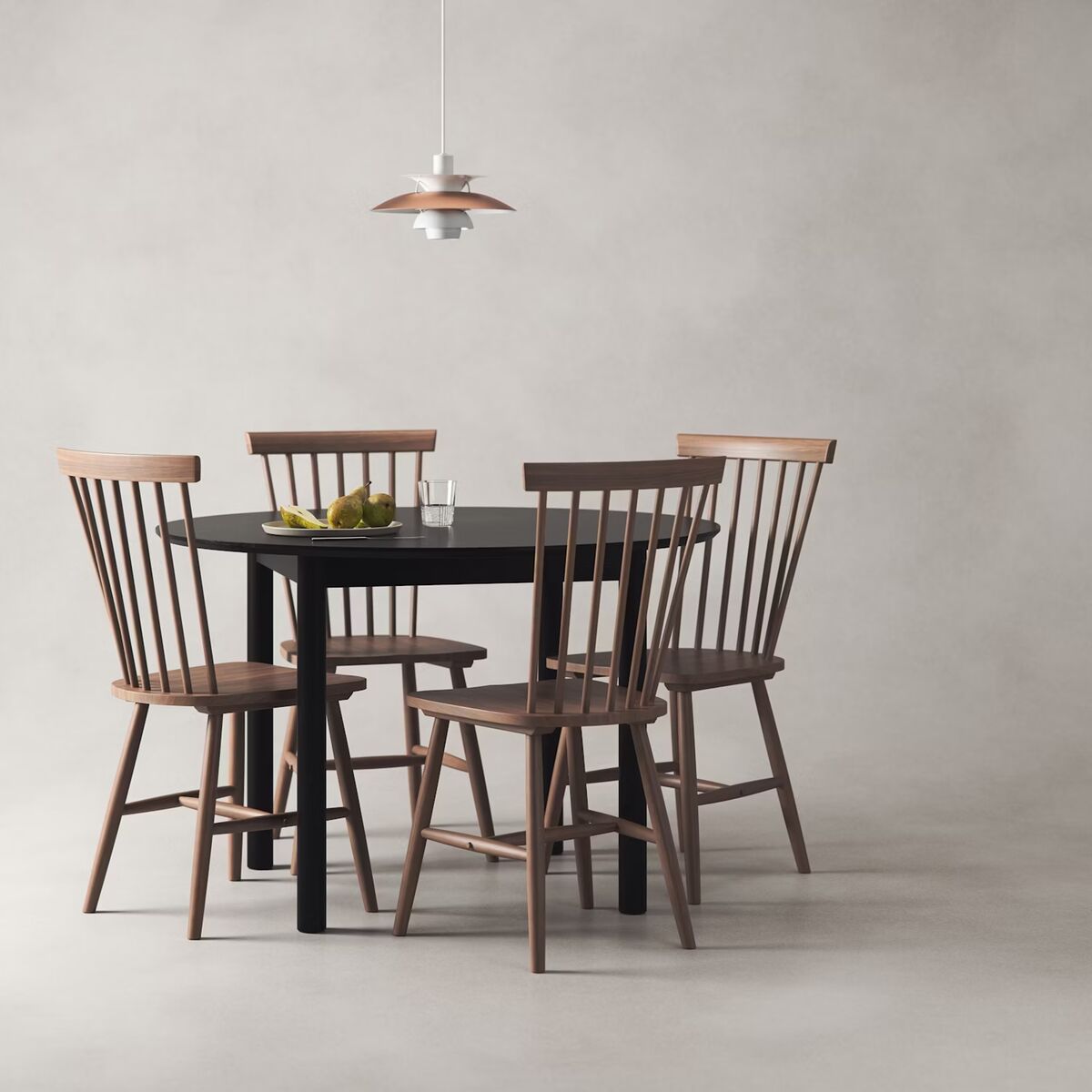 Wood Dining Table Ø110 cm Dark Oak