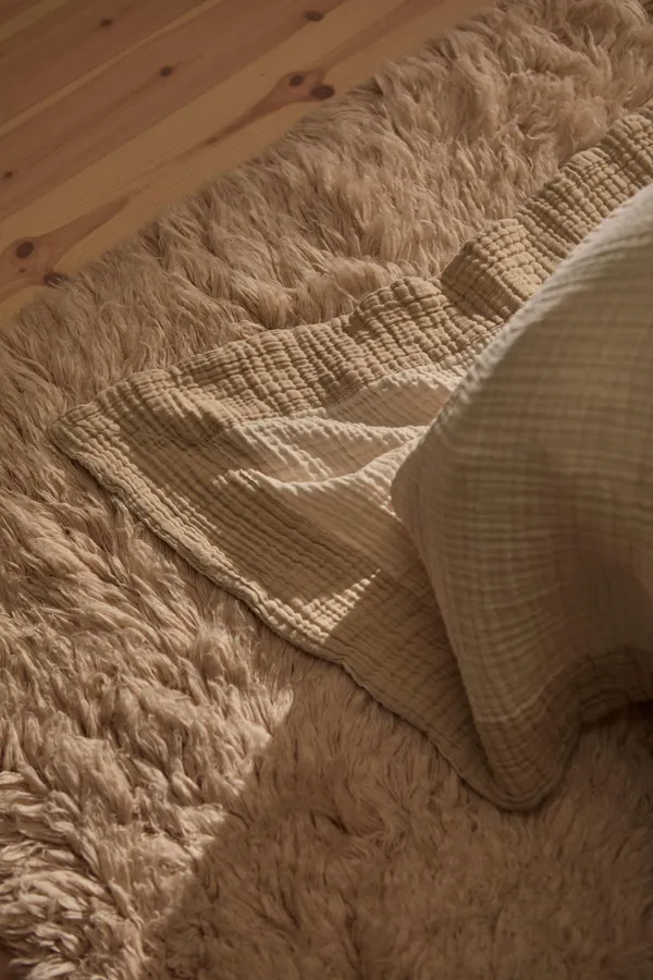 Ella Crinkle Bedspread 260x260 Sand