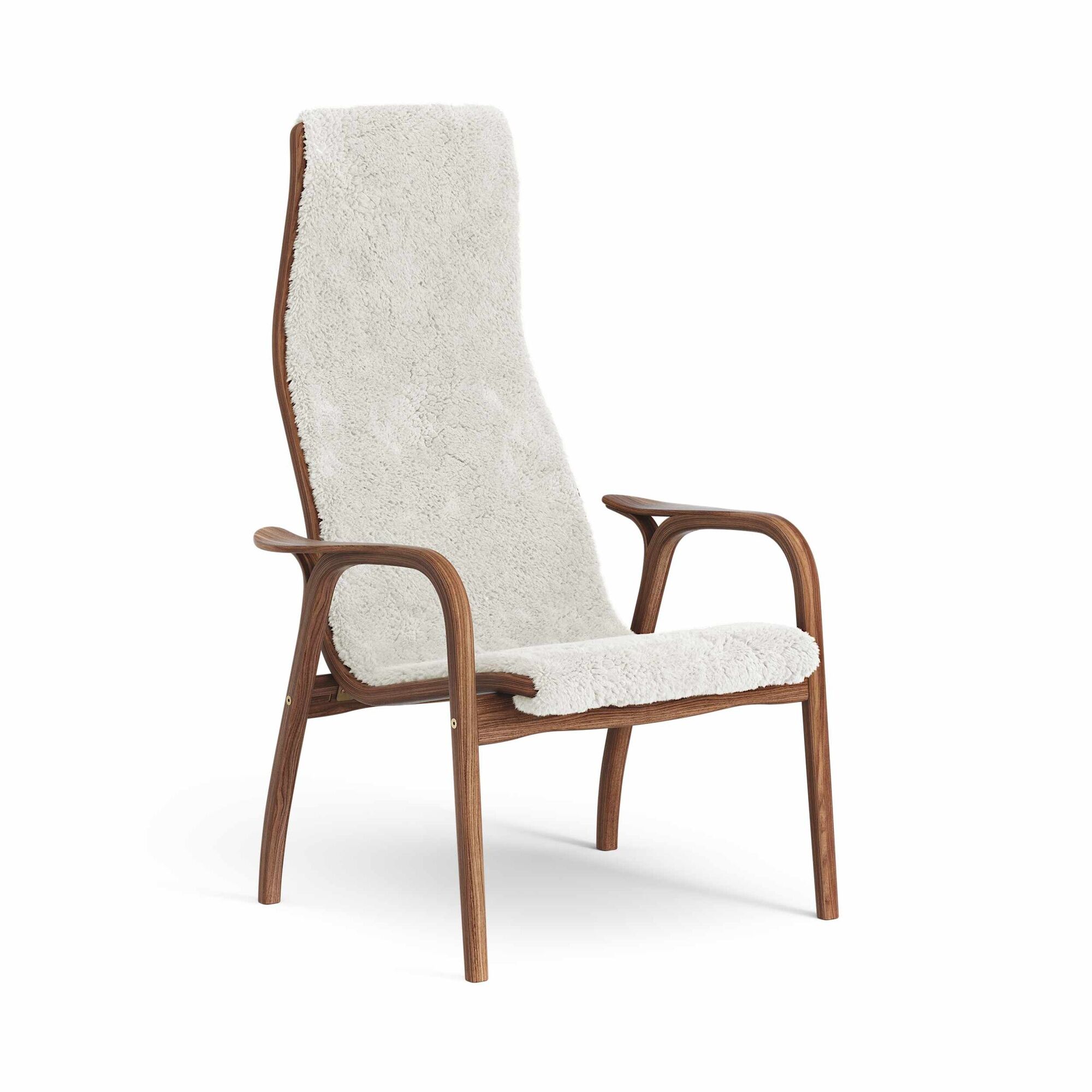 Lamino Lenestol Høy Lakkert Valnøtt/Off White/Fåreskinn