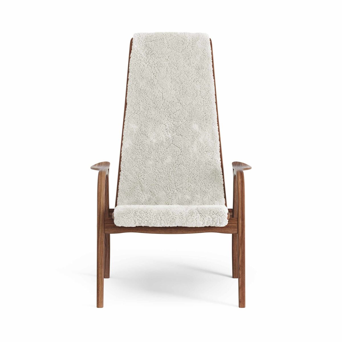 Lamino High Armchair Lacquered Walnut/Off White/Sheepskin