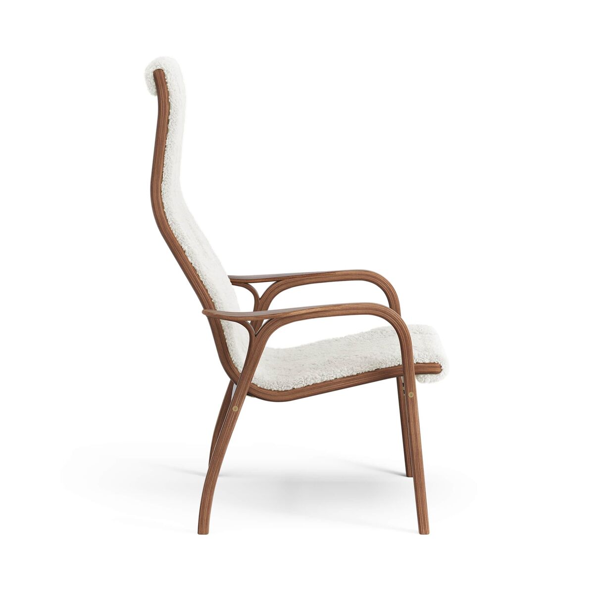 Lamino High Armchair Lacquered Walnut/Off White/Sheepskin