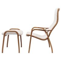 Lamino High Armchair Lacquered Walnut/Off White/Sheepskin