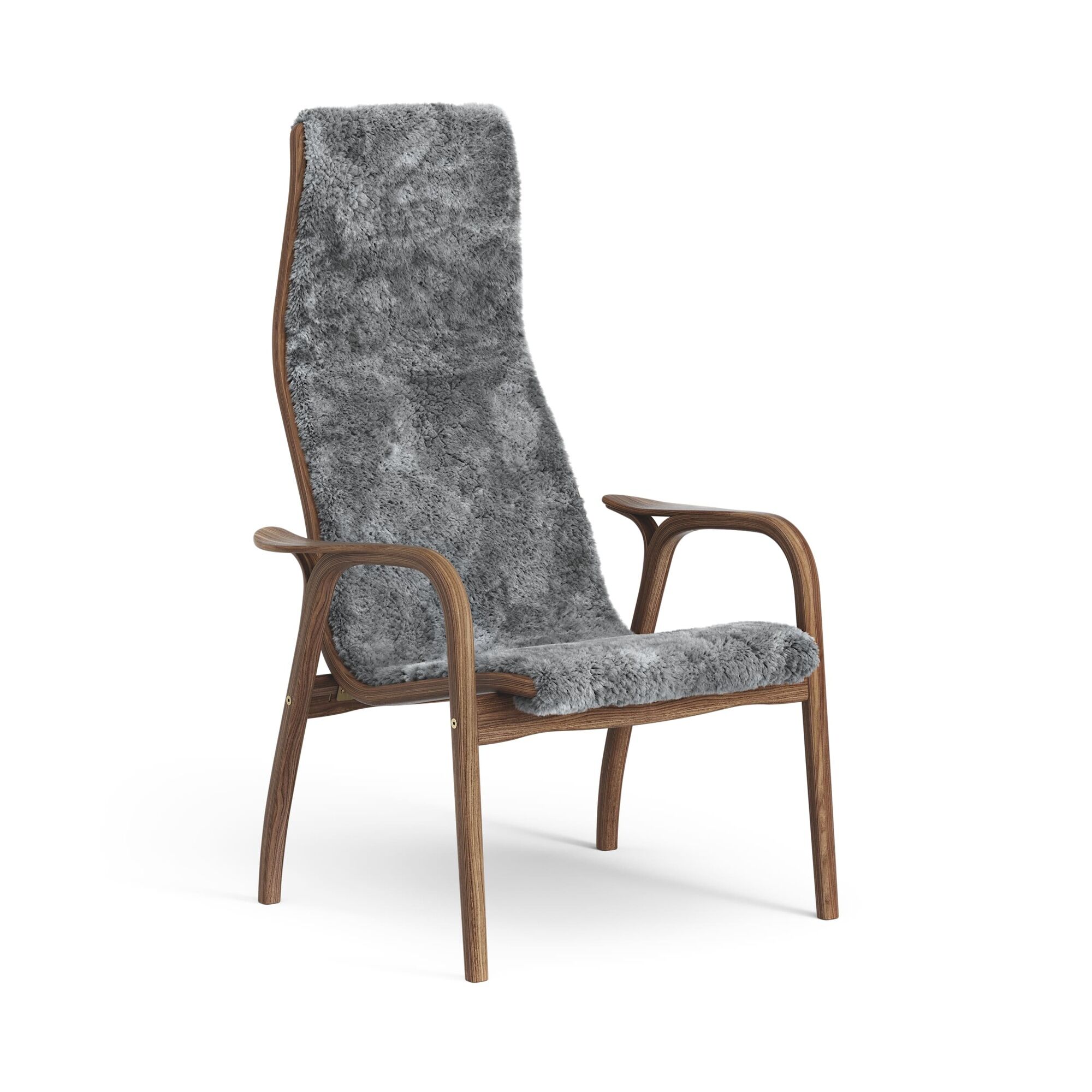 Lamino Lenestol Høy Lakkert Valnøtt/Scandinavian Grey/Fåreskinn