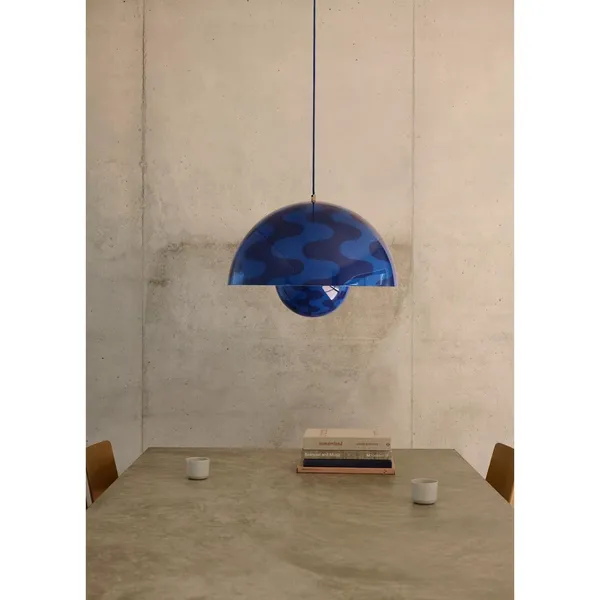 Flowerpot VP2 Pendant Cobalt Blue/Twilight Blue Pattern