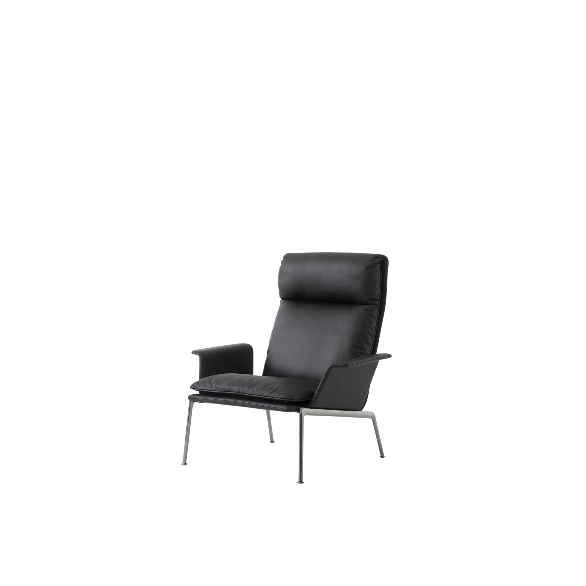 Muno LN17 Lnestol Med Armln & Hj Ryg Mrk Krom/Noble Leather Black