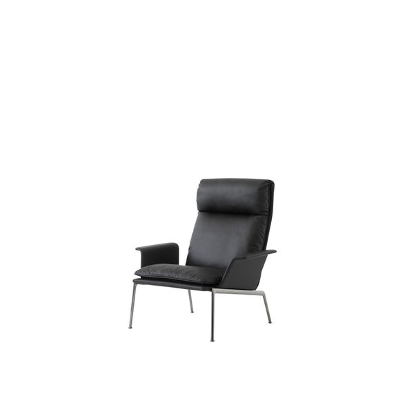 Muno LN17 Fauteuil Met Armleuningen & Hoge Rug Donker Chroom/ Edel Leer Zwart