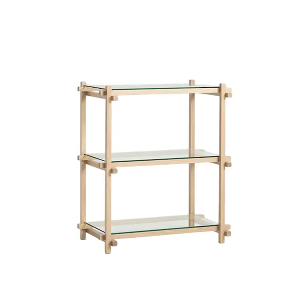 Woody Shelving 2.0 Bookcase Small Almond White/Glass