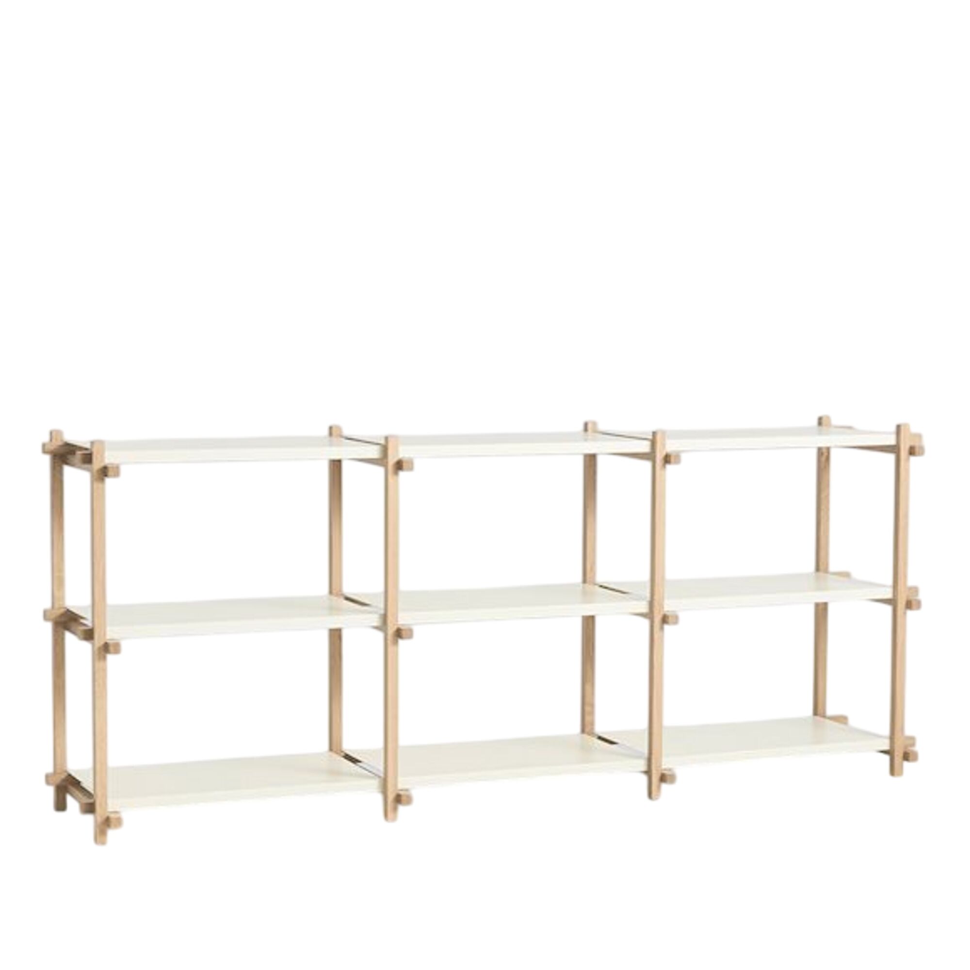 Étagère Basse Woody Shelving 2.0, Blanc Amande/acier