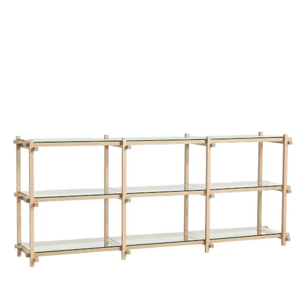 Woody Shelving 2.0 Shelving Unit Low Almond White/Glass