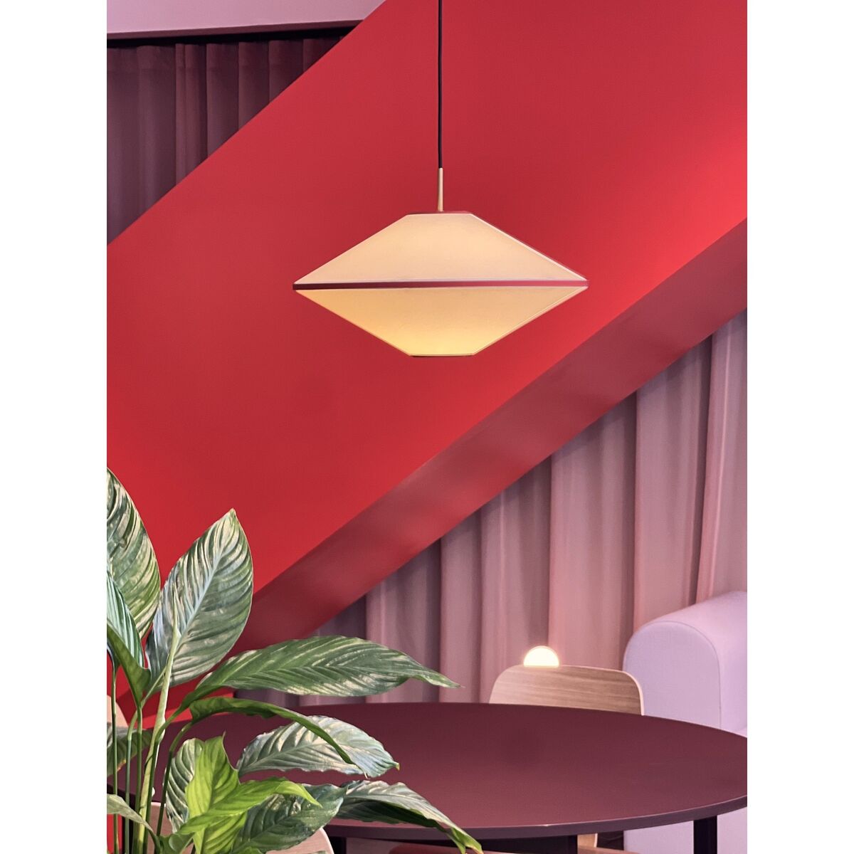 Lámpara Colgante Taft Ø52 Rojo/ Blanco Roto