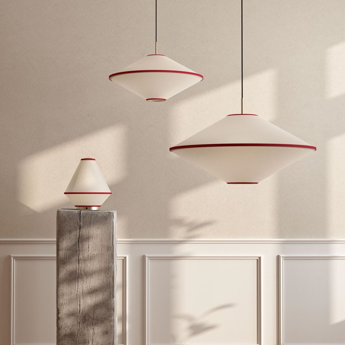 Lámpara Colgante Taft Ø52 Rojo/ Blanco Roto