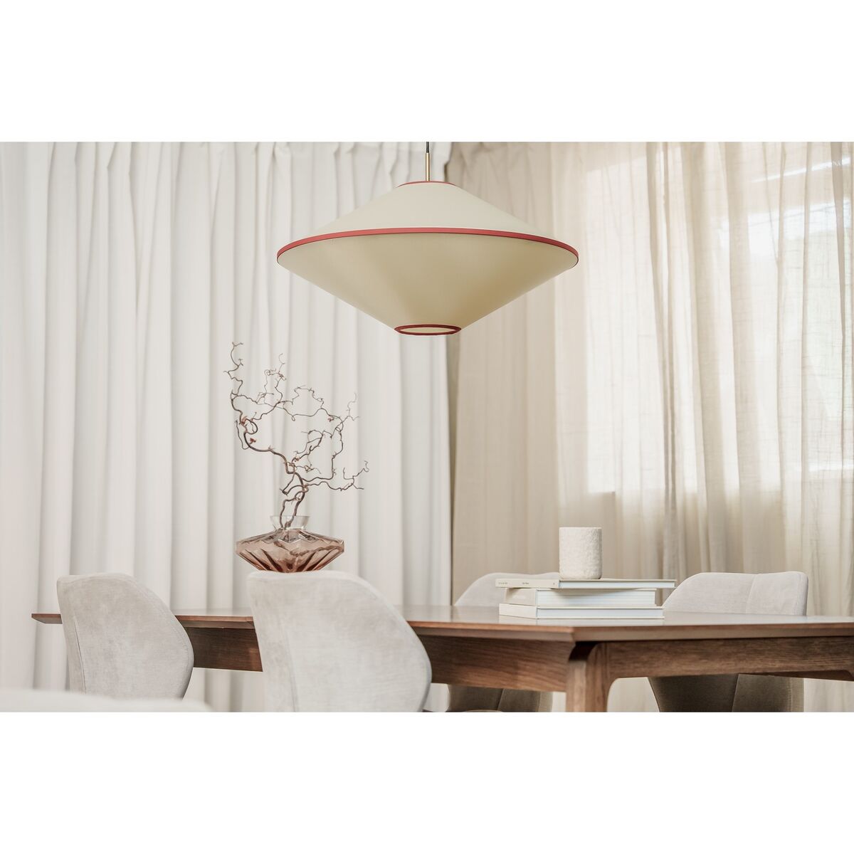Lámpara Colgante Taft Ø52 Rojo/ Blanco Roto