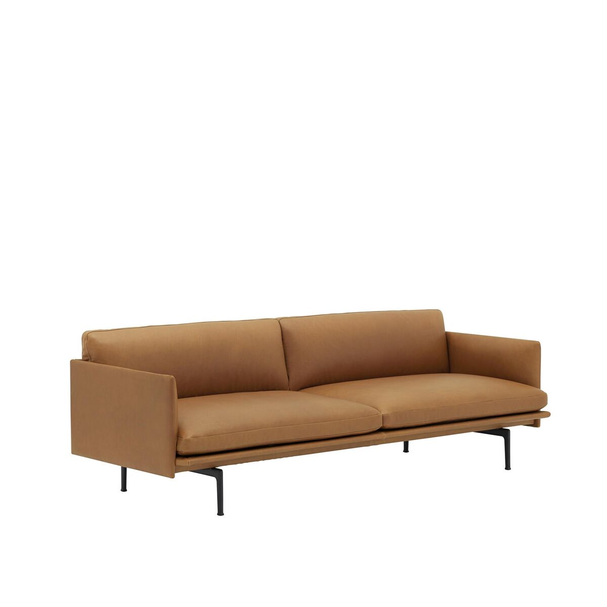 Outline 3-personers Sofa Læder/Cognac/Sort