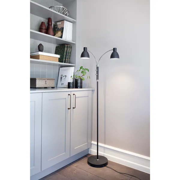 Hudson Gulvlampe 2-arme Sort