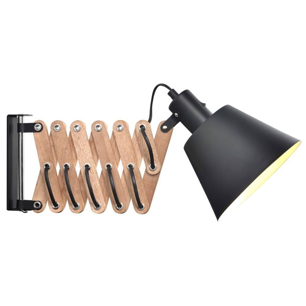 Vintage V&auml;gglampa Svart/ Valn&ouml;t