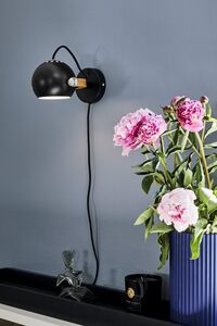 DC Wandlamp Ø12 Wit/ Eiken