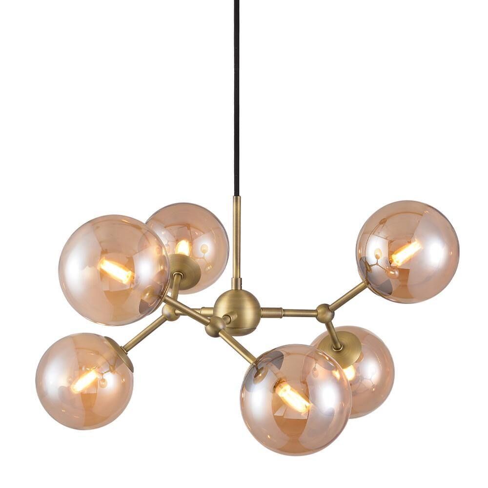 Suspension Atom, Grand Modèle en Laiton Antique
