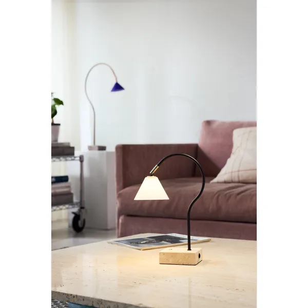 Question Bærbar Lampe Sort/ Antikk Messing/ Opal