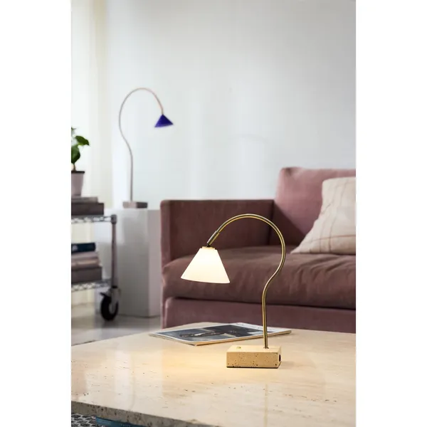 Question Bærbar Lampe Antikk Messing/Opal