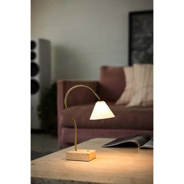 Question Bærbar Lampe Antikk Messing/Opal