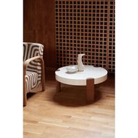 Fer Salontafel Ø80 Wit/Eiken
